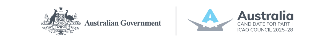 Logo: Australian Government, Australia candidate for part I, ICAO Council, 2025 to 2028