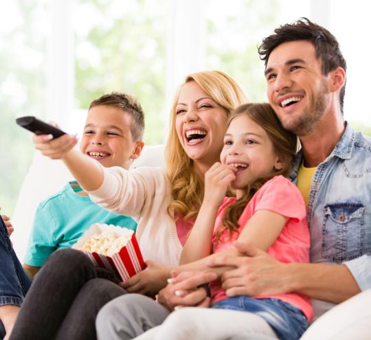 Family watching TV