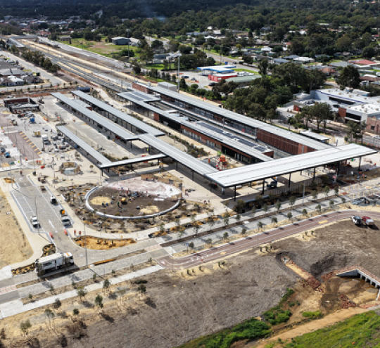 Aerial view of Byford station