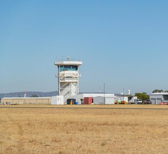 air traffic control tower at an airfield