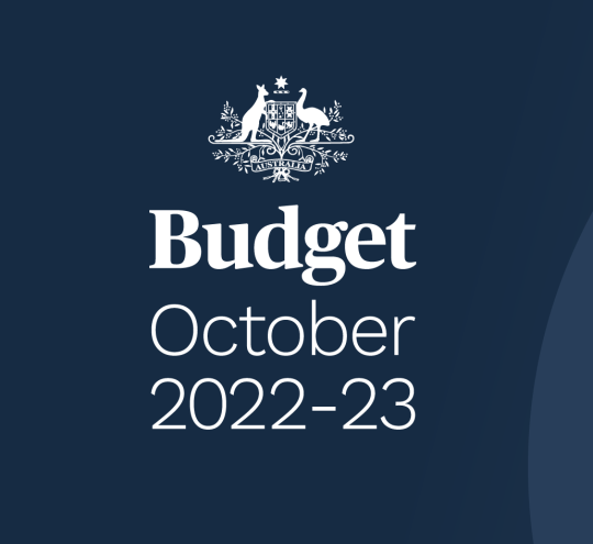 Australian Government crest with Budget October 2022-23 logo