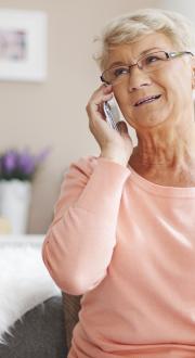 Woman on mobile phone.