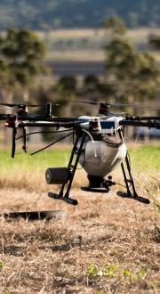 Drone in a farming field