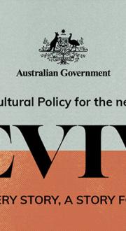 Logo: Australian Government. Australia's Cultural Policy for the next five years. Revive: a place for every story. A story for every place.