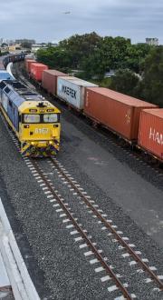 Newly duplicated Port Botany freight rail line.