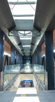 Inside concourse of new Noranda Station on the recently opened METRONET Ellenbrook Line in Perth.