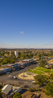 aerial view of regional town