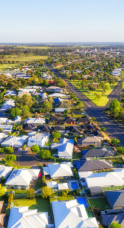 aerial view of regional town