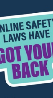 Sticker image on dark blue background, text reads: Online Safety Laws have got your back