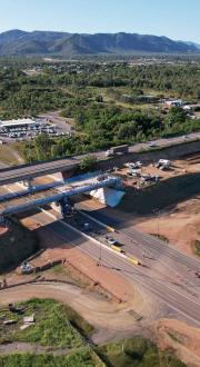 Bridge over Townsville main road with construction underway.