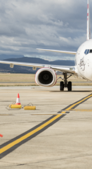 Plane on runway.