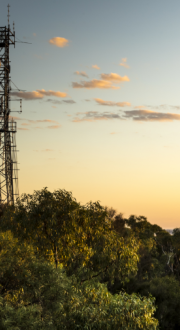 Telecom tower at sunset on Galore Hill, Australia.