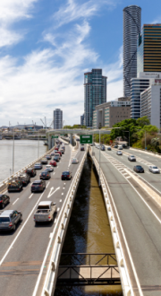 Vehicle traffic in Brisbane city.