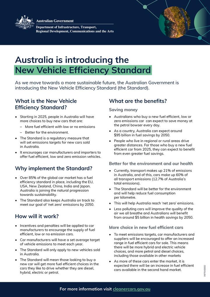 New Vehicle Efficiency Standard factsheet