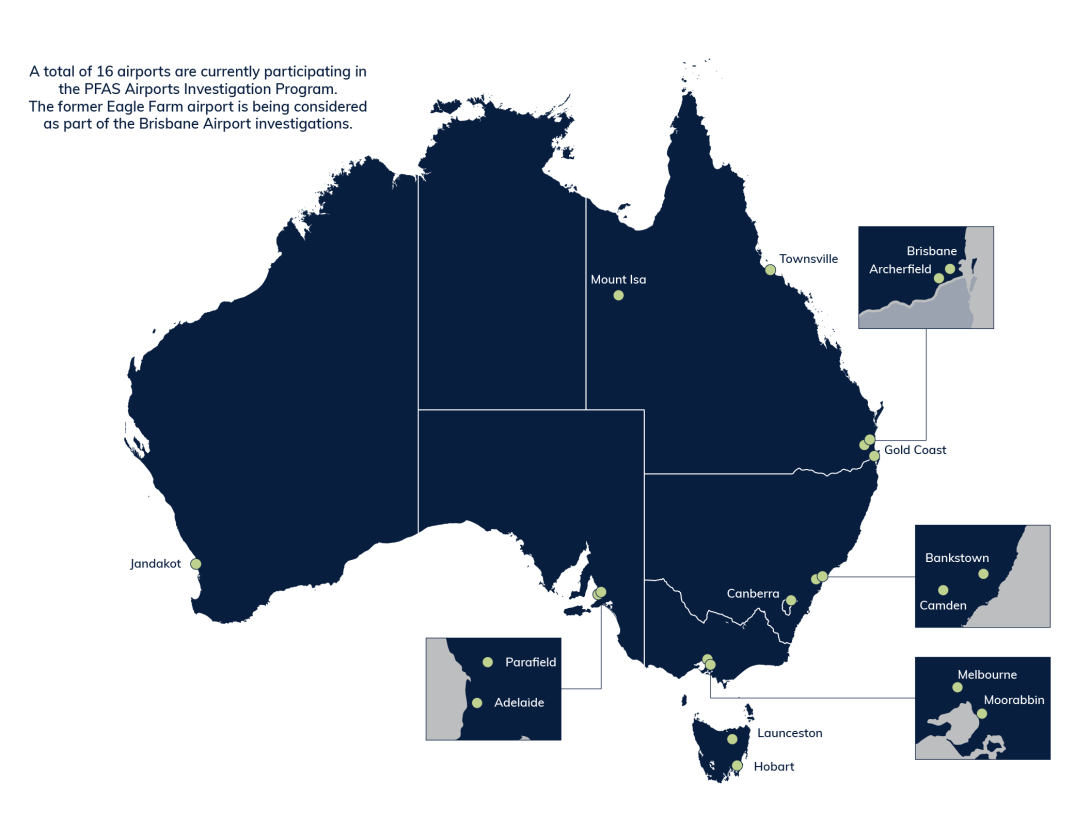 PFAS Airports Investigation Program map