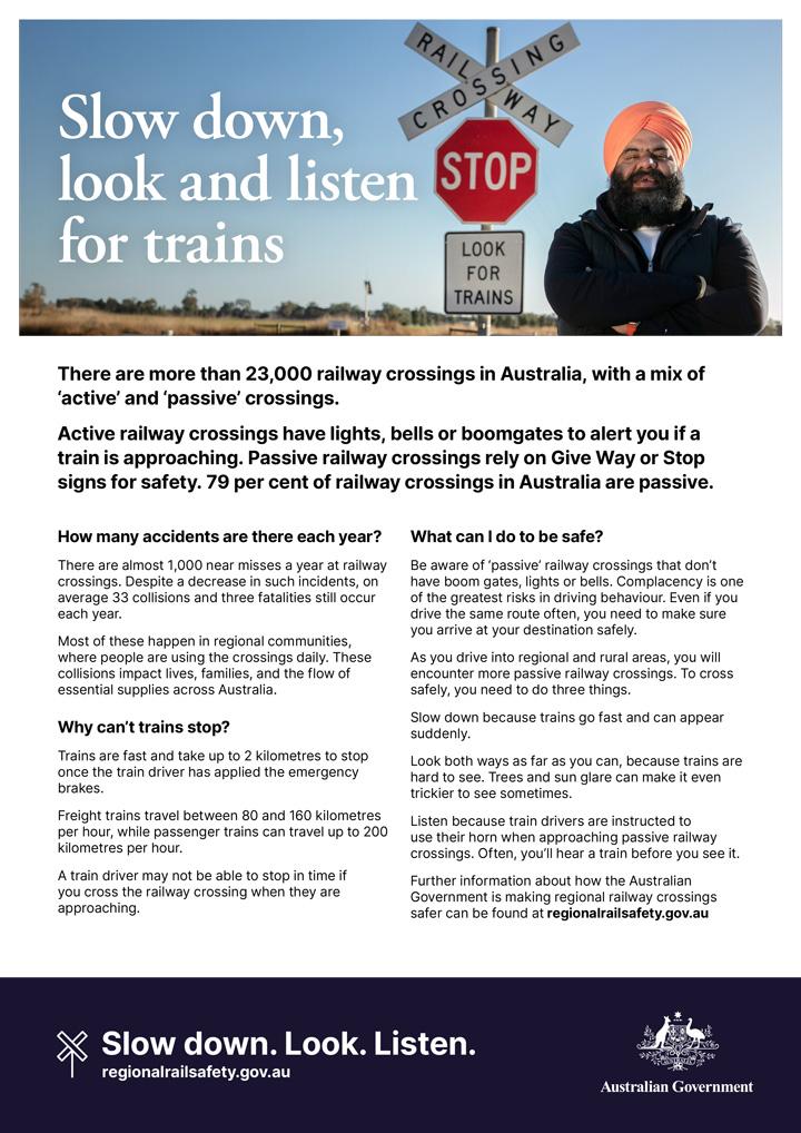 Regional Railway Crossing Safety Campaign - cultural factsheet